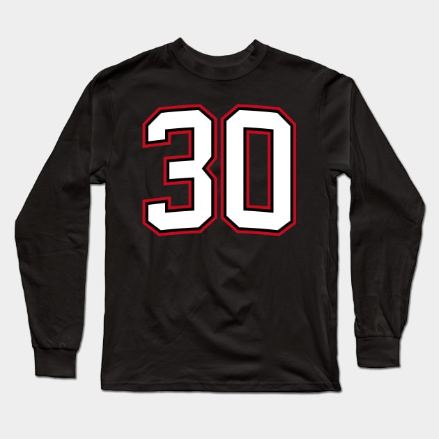 Number Thirty 30 Long Sleeve T-Shirt by cowyark rubbark